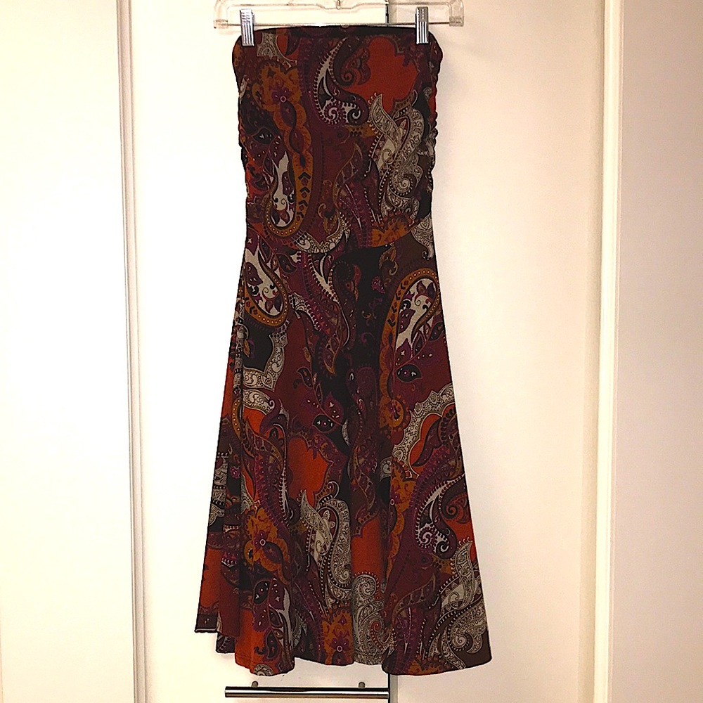 LAPIS strapless paisley dress sz S
